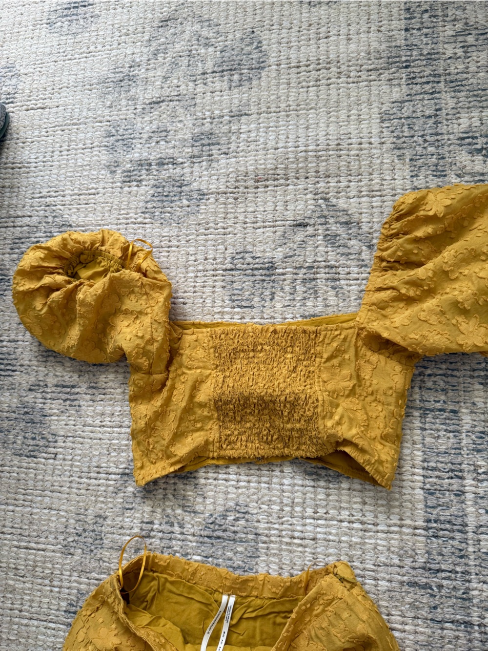 Anthropologie Mustard Textured Two-Piece Set - Picture 4 of 4